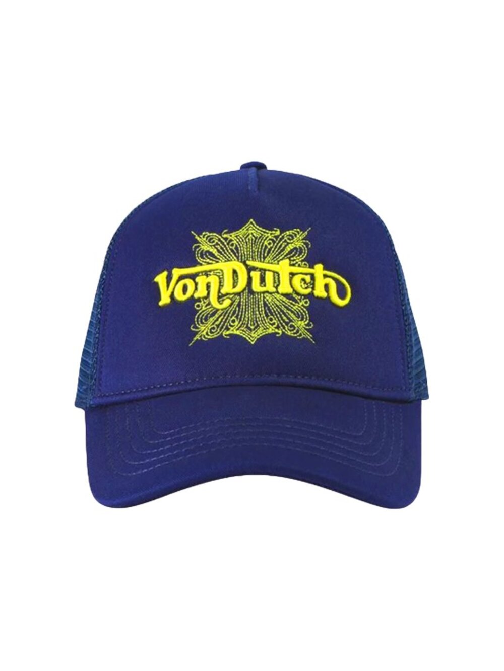 Von Dutch Foam Chopper Trucker Hat - Navy Blue & Yellow